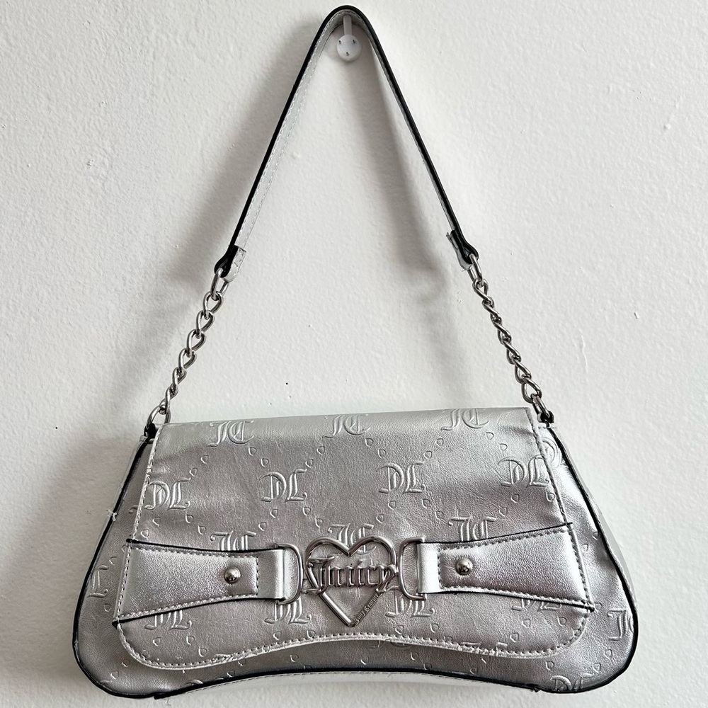 Juicy Couture Silver Shoulder Bag with Heart Detail